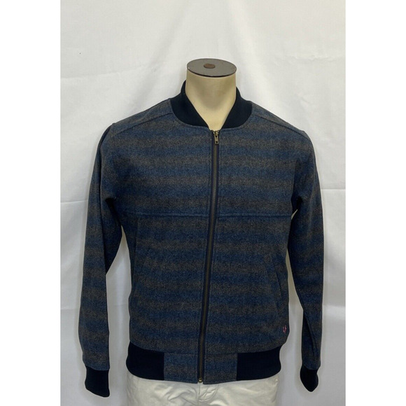 Impatient Wolves Other - Impatient Wolves Bomber Jacket Wool Blend Polyester Lined Blue Men Size Medium